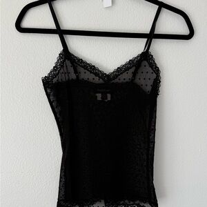 bebe Sheer Black Lace Cami Tank Top